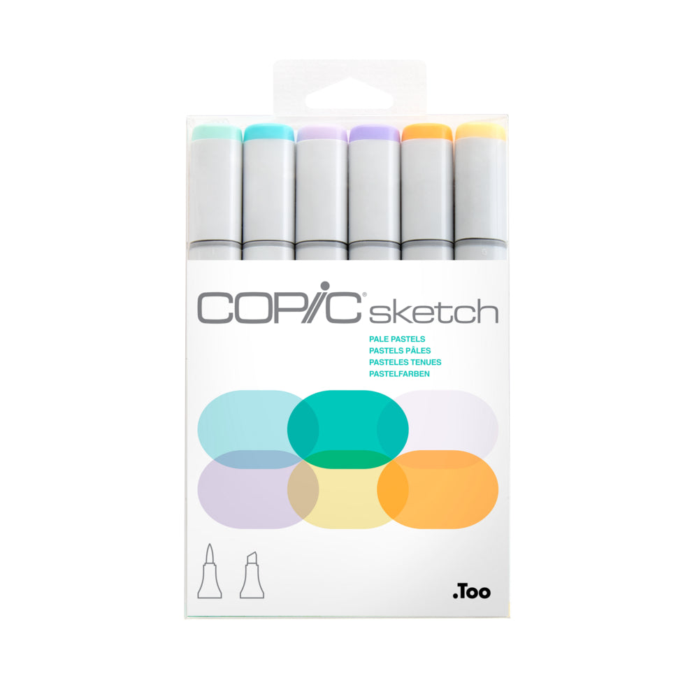 Image of Copic Sketch Dual Tipped Ink Markers - Pale Pastels - Set of 6, Assorted