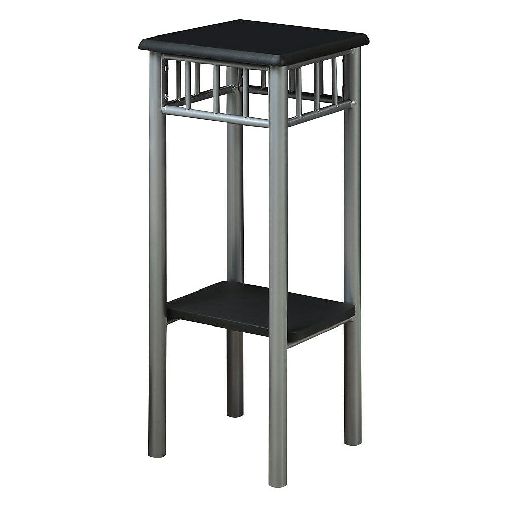 Image of Monarch Specialties - 3094 Accent Table - Side - End - Plant Stand - Square - Living Room - Bedroom - Metal - Black - Grey, Multicolour