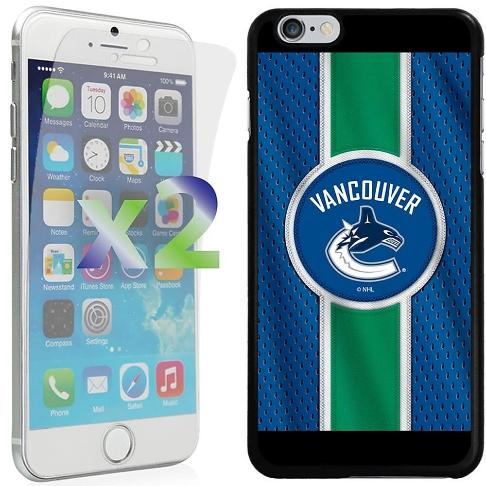 Image of Exian NHL Case and Screen Protector (2 Pack) for iPhone 6 Plus - Vancouver Canucks, Black