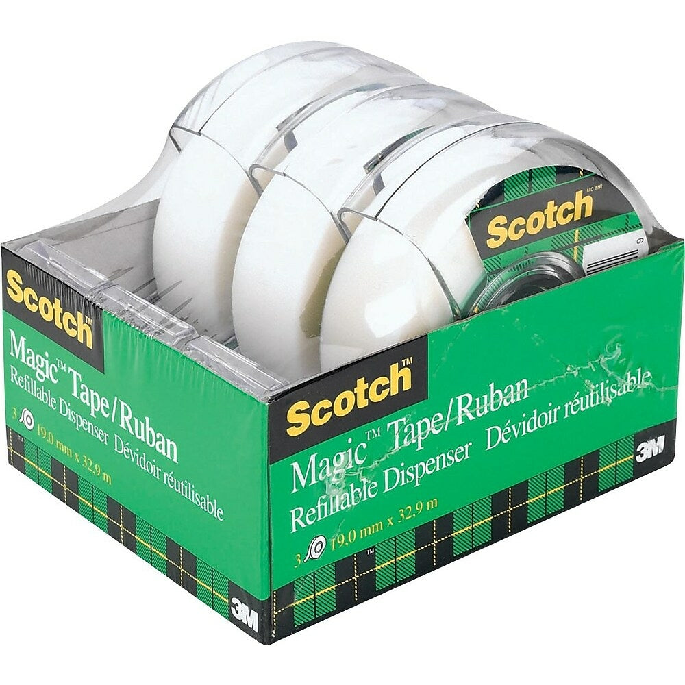 Image of Scotch Magic Tape with Dispenser - 19mm x 32.9m - 3 Pack