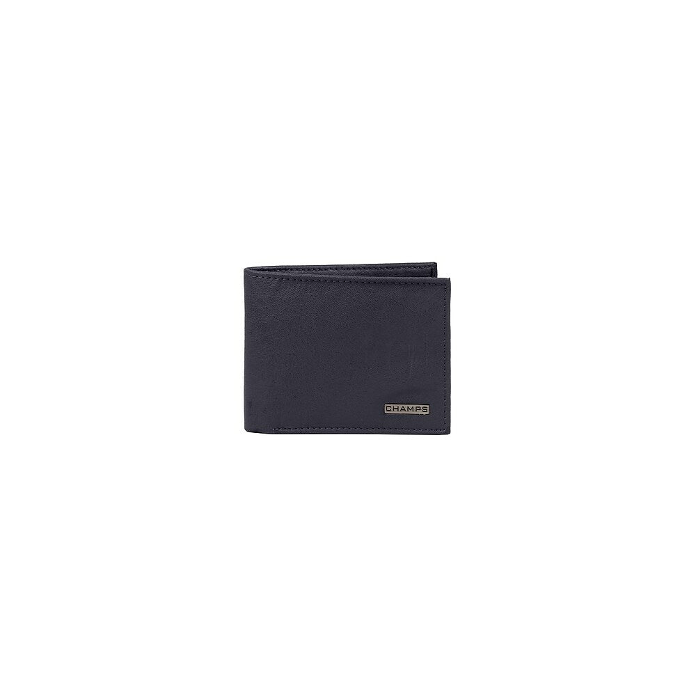 Image of Champs Black Label Leather RFID Center Passcase Wallet, Navy, Blue