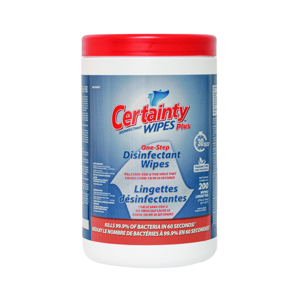 Image of Certainty Plus Disinfectant Wipes - Unscented - 6.7" x 7" - 200 Wipes