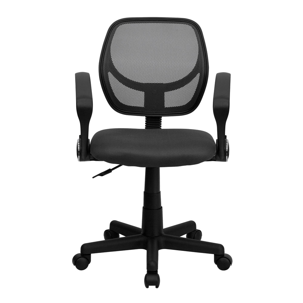 Image of Flash Furniture Mid-Back Mesh Swivel Task Chair with Arms - Grey