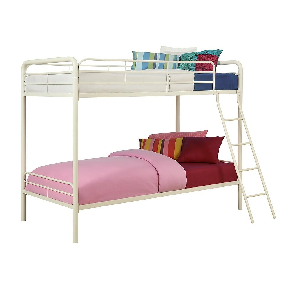 Image of DHP Twin Over Twin Bunk Bed - White Mattress