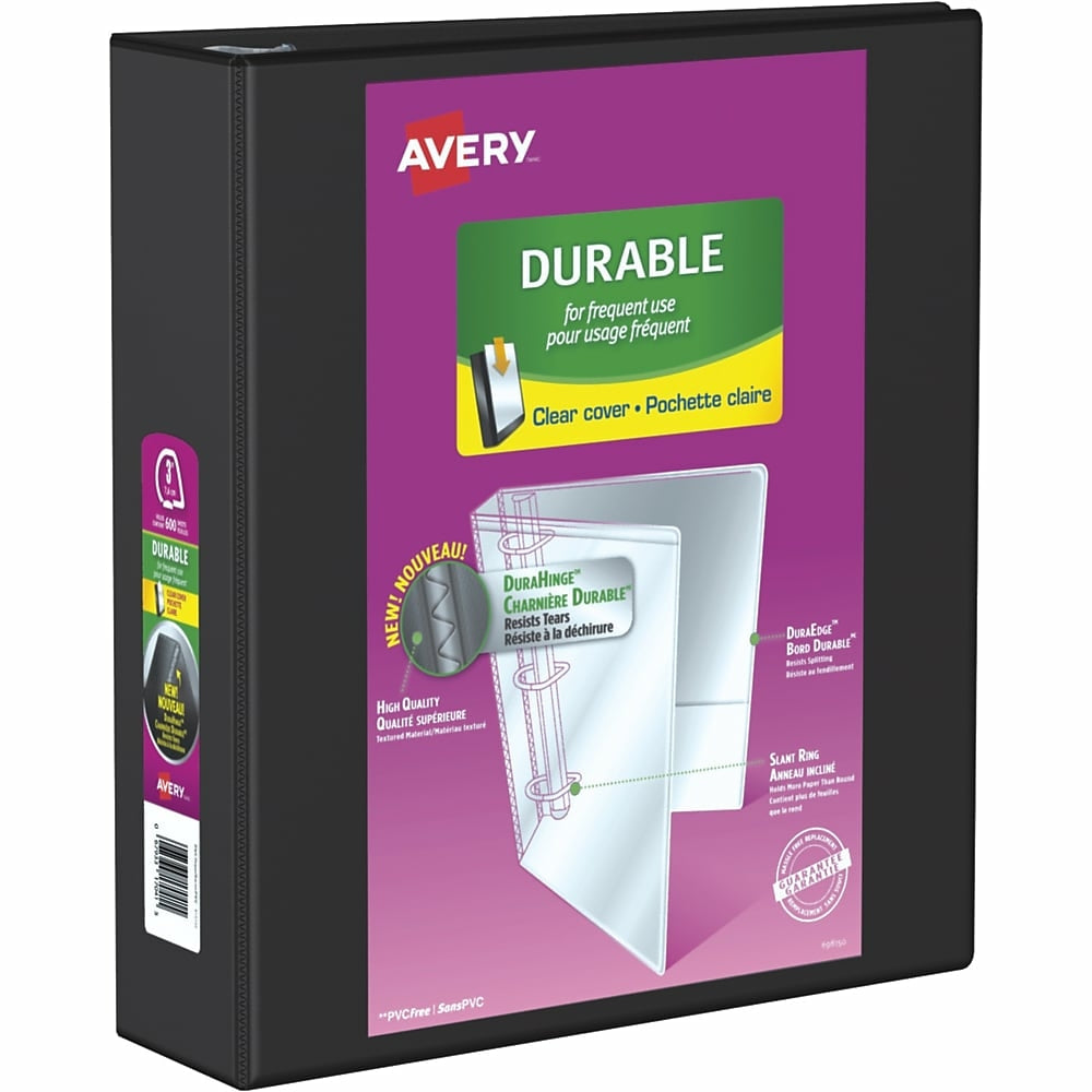 Image of Avery Durable View Binder, 3" Sized Slant D Rings, Black, (17041)