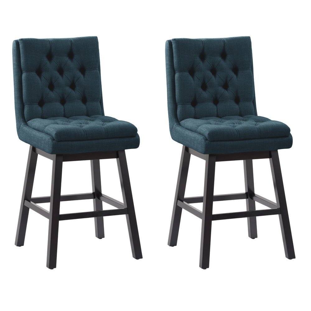 Image of CorLiving Boston Tufted Fabric Barstool - Navy Blue - 2 Pack