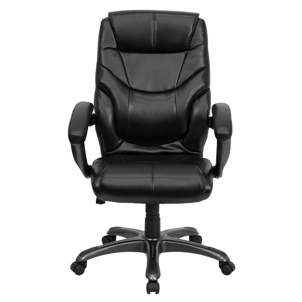 Image of Flash Furniture High Back Black Leather Overstuffed Executive Swivel Chair with Arms