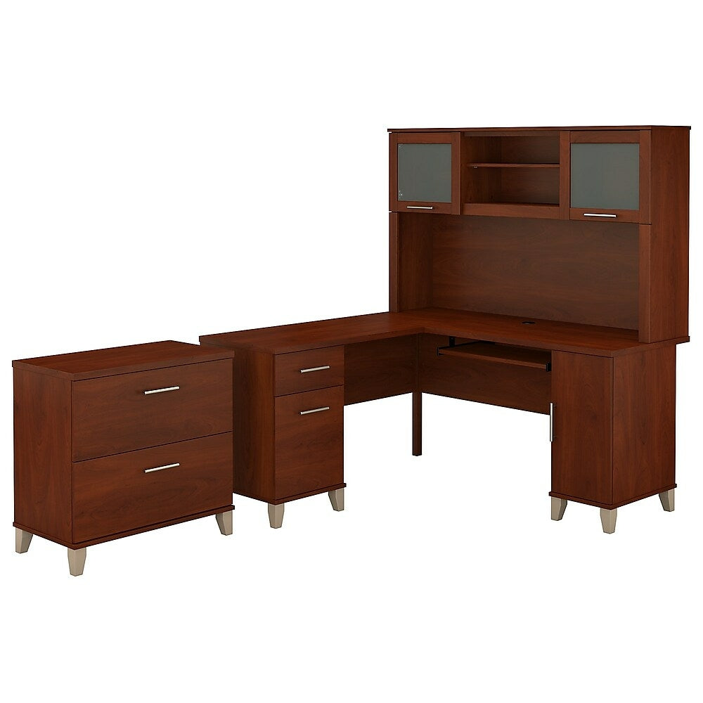 Bush Furniture Somerset 60w L Shaped Desk With Hutch And Lateral File Staples Ca
