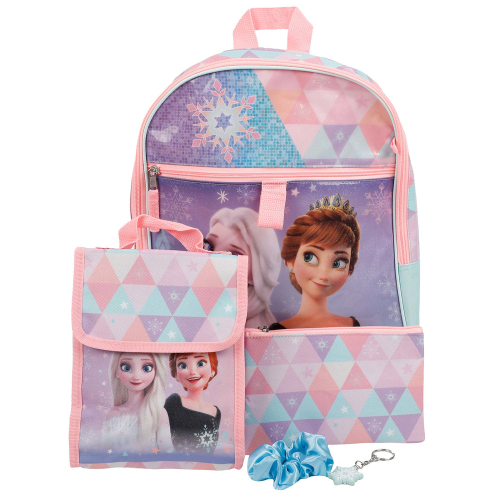 Image of Bioworld 5-Piece Backpack Set - 16" H x 12" W - Frozen Elsa Anna, Multicolour