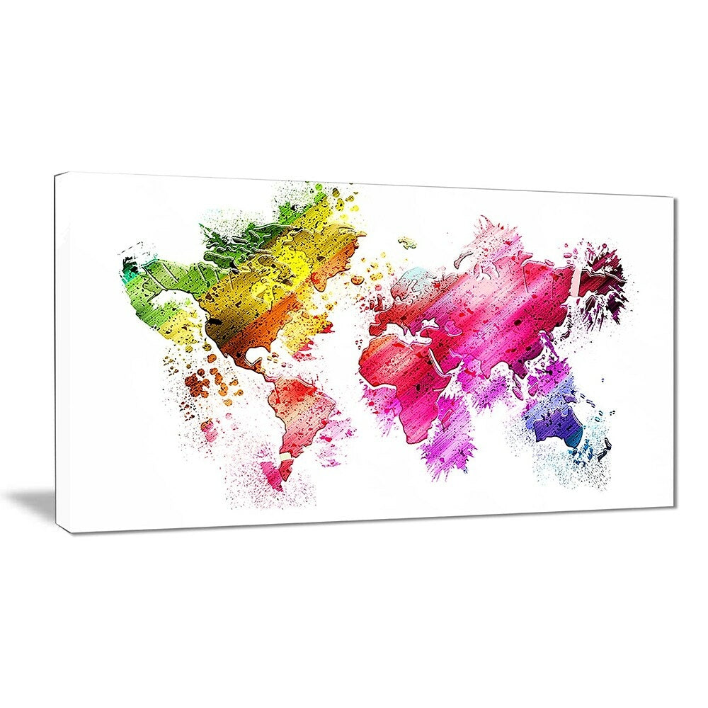 Image of Designart Colours of the World Map Canvas Art Print, (PT2707-32-16)