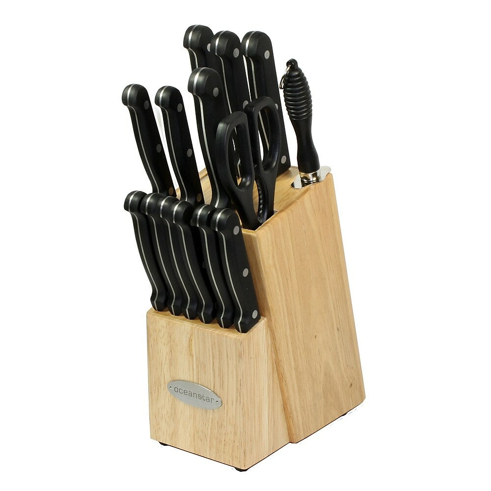 Image of Oceanstar KS1187 Traditional 15-Piece Knife Set with Block, Natural
