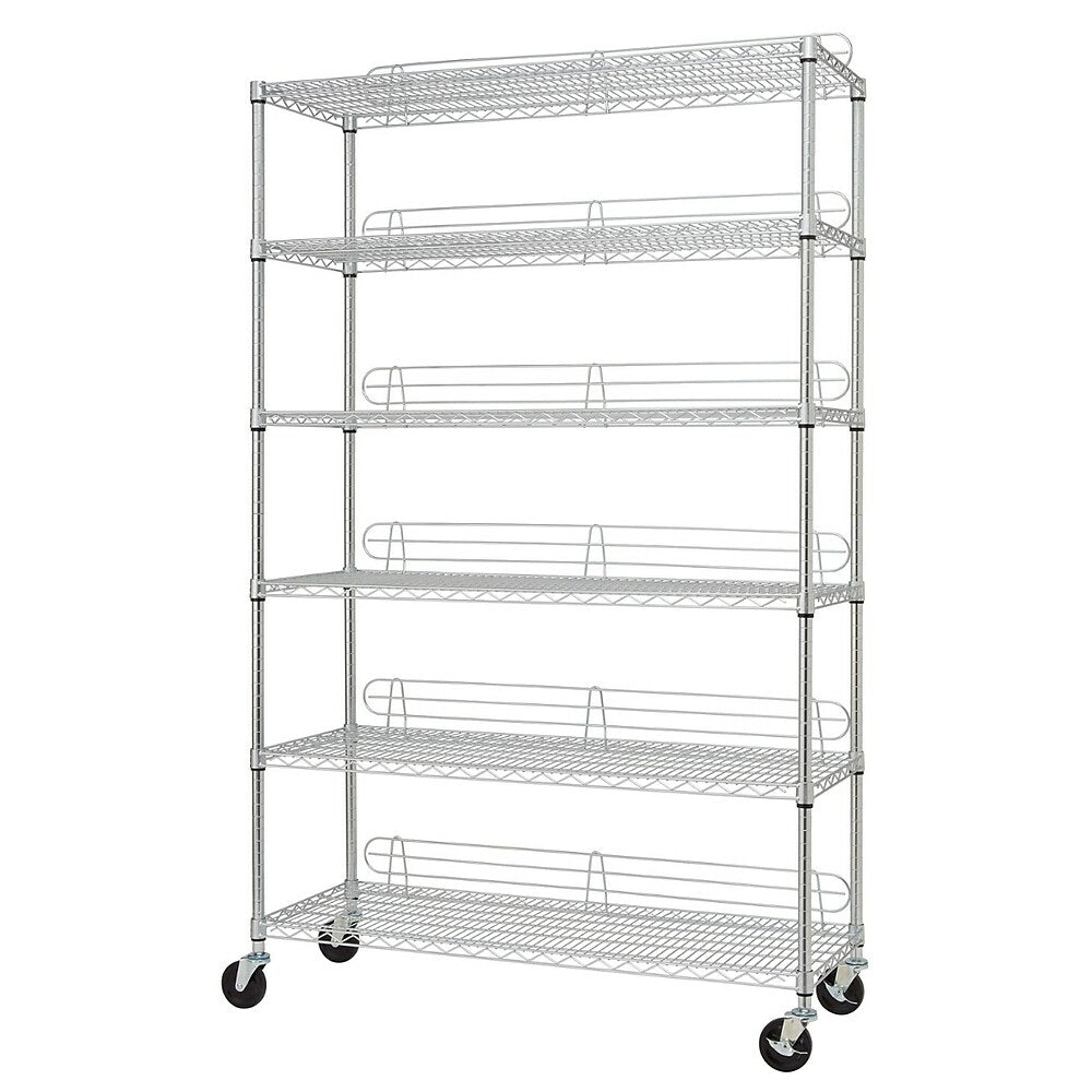 Image of TRINITY 6-Tier Wire Shelving Rack with Wheels, Chrome (TBFC-0907)