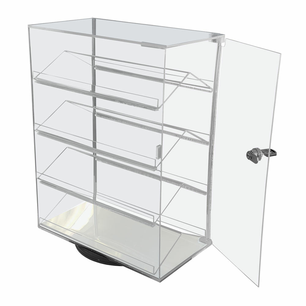 Image of Eddie's 17.75" Lockable Rectangular Spinning Acrylic Display Case - Clear