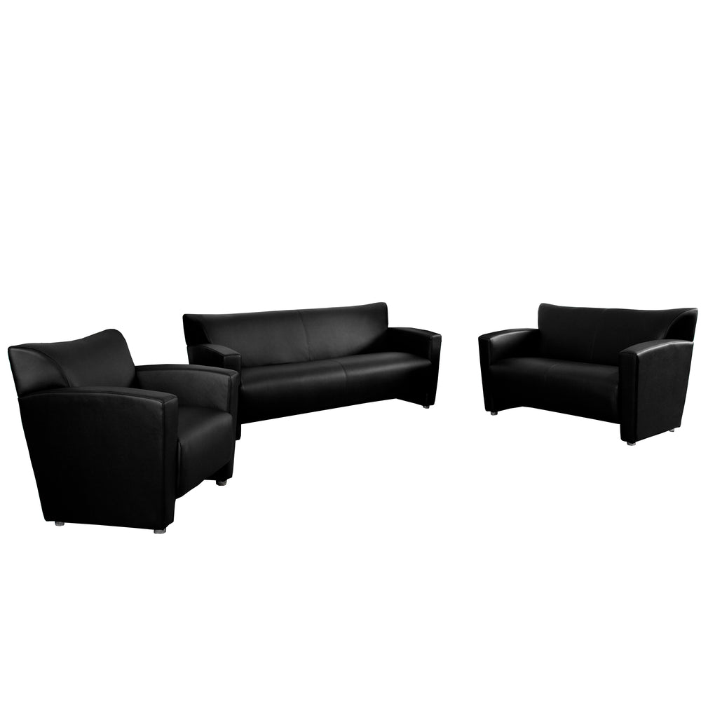 Image of Flash Furniture Hercules Majesty Leather Soft Reception Set, Black (222SETBK)