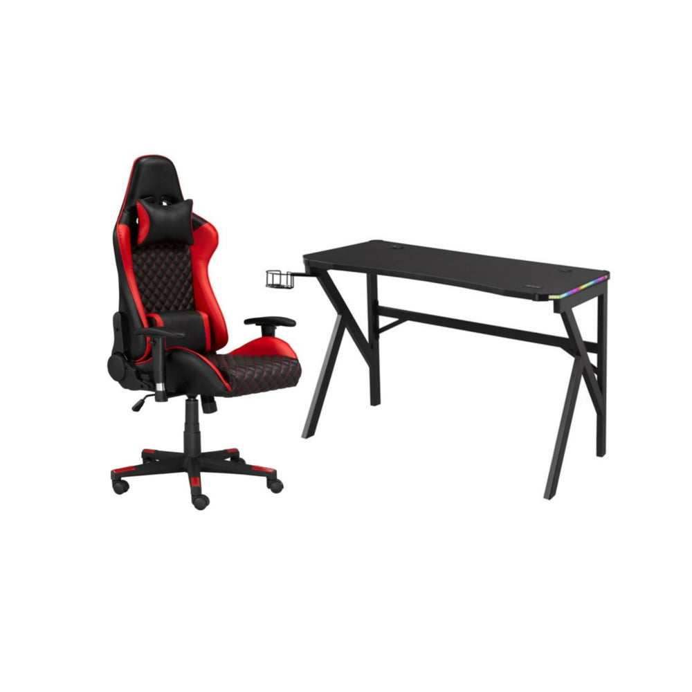 Image of Brassex Anna Gaming Chair & Desk Set - Black/White