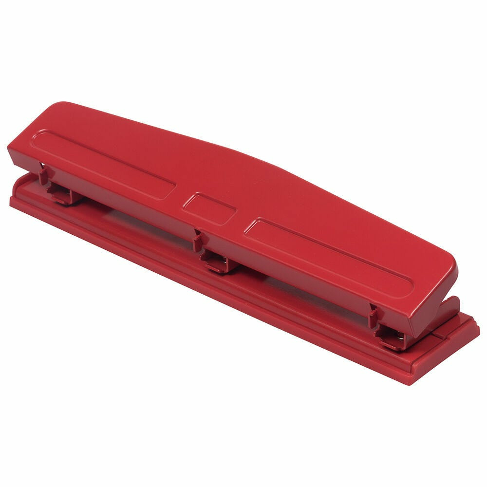 Image of JAM Paper Metal 3 Hole Punch - Red - 10 Sheet Capacity