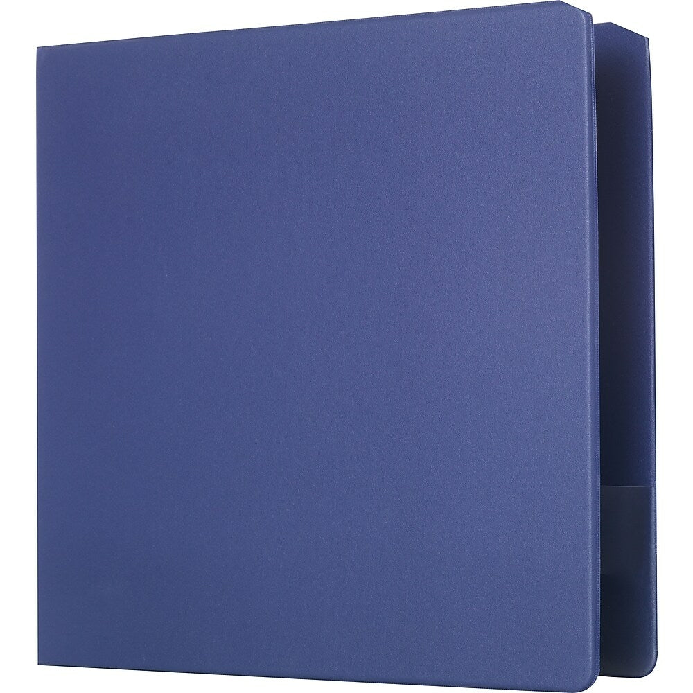 Image of Staples Standard Binder with Label Holder and D-Rings - 3" - Blue