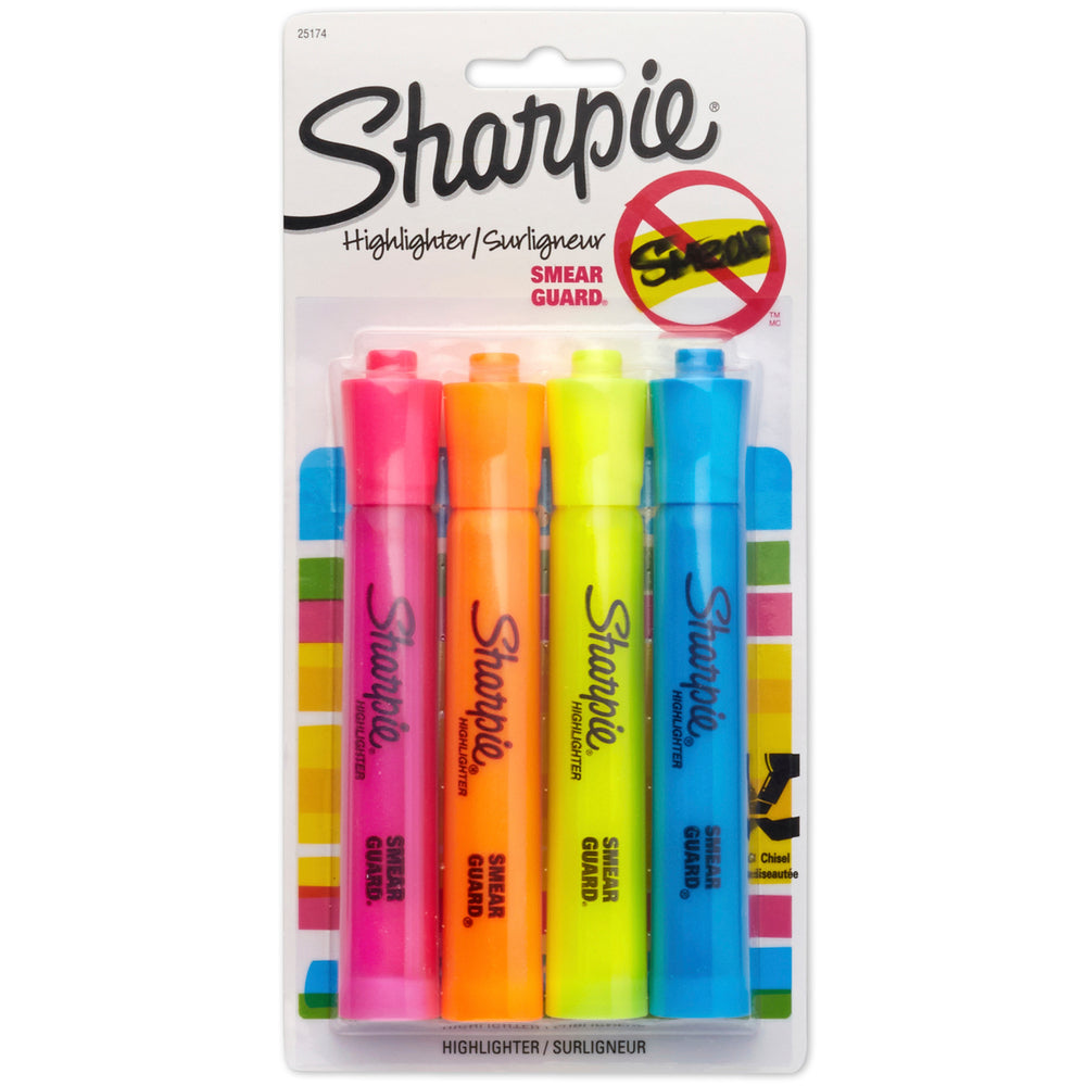 Image of Sharpie Accent Chisel Tip Tank-Style Highlighters - Assorted Colours - 4 Pack