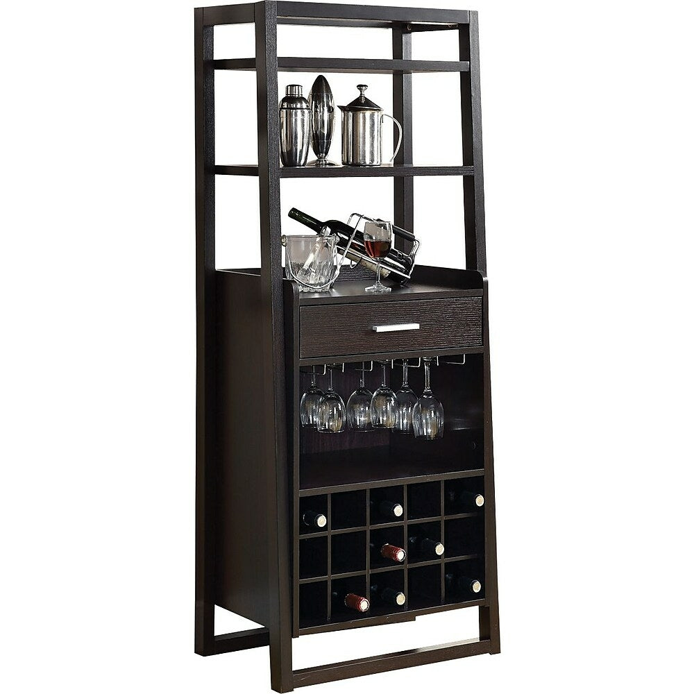 Image of Monarch Specialties - 2543 Home Bar - Wine Rack - Storage Cabinet - Laminate - Brown - Contemporary - Modern