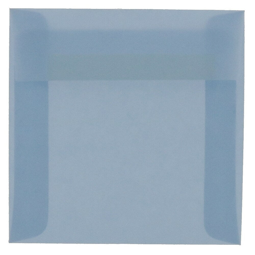 Image of JAM Paper 6 x 6 Square Envelopes, Surf Blue Translucent Vellum, 100 Pack (1591925g)