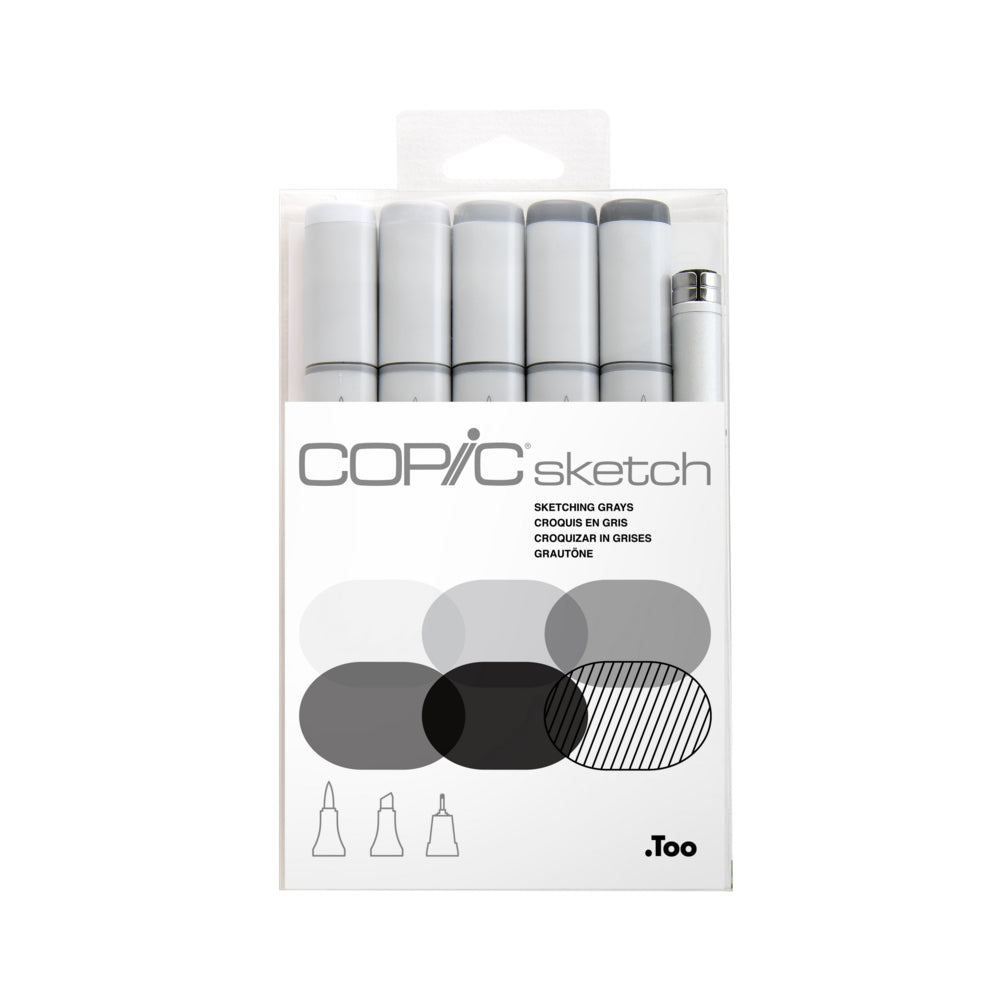 Image of Copic Sketch Multiliner Dual Tipped Ink Markers - Sketching Grays - Set of 5, Grey
