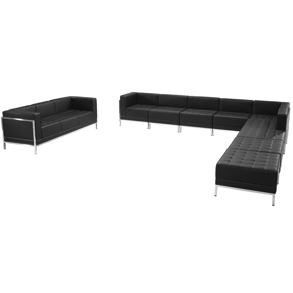 Image of Flash Furniture Hercules Imagination Series Leather Sectional and Sofa Set, 10 Pieces, Black (ZBIMAGSET19)