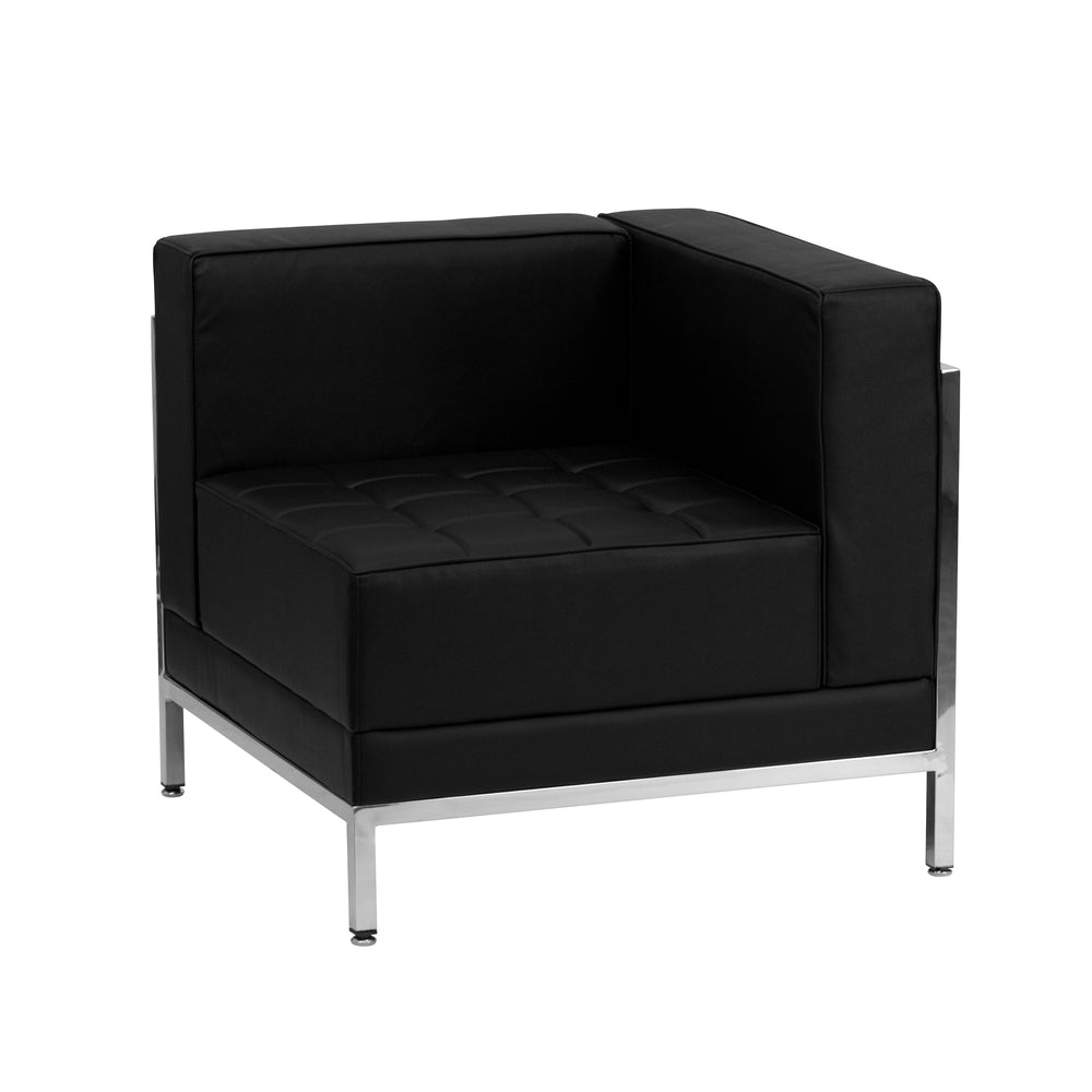 Image of Flash Furniture HERCULES Imagination Series Contemporary Black Leather Right Corner Chair with Encasing Frame