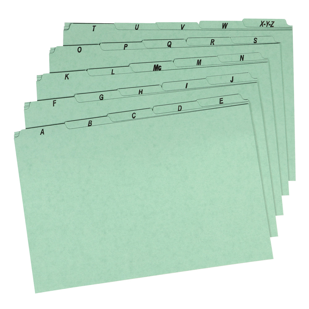 Image of Pendaflex Heavyweight Green Alphabetic File Guides - Legal Size - 25 Pack