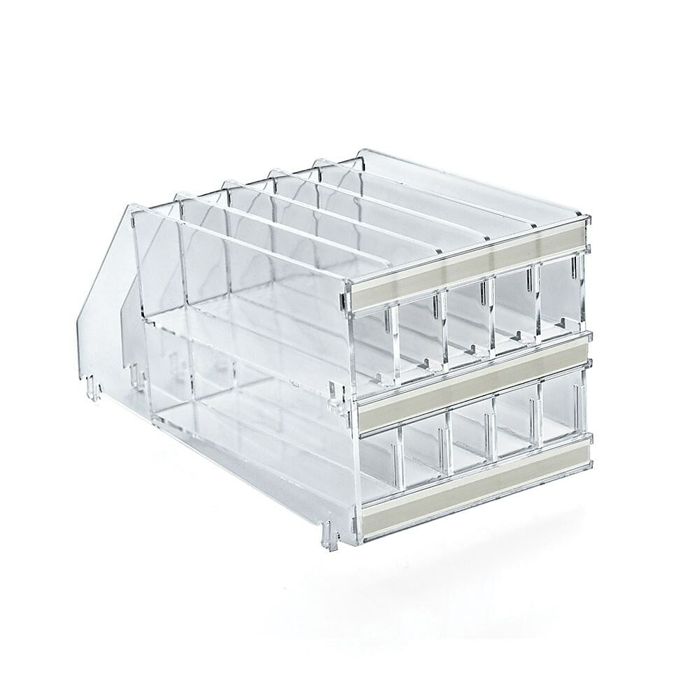Image of Azar Displays 10-Compartment Acrylic Pencil Tray, 2 Pack (225998)