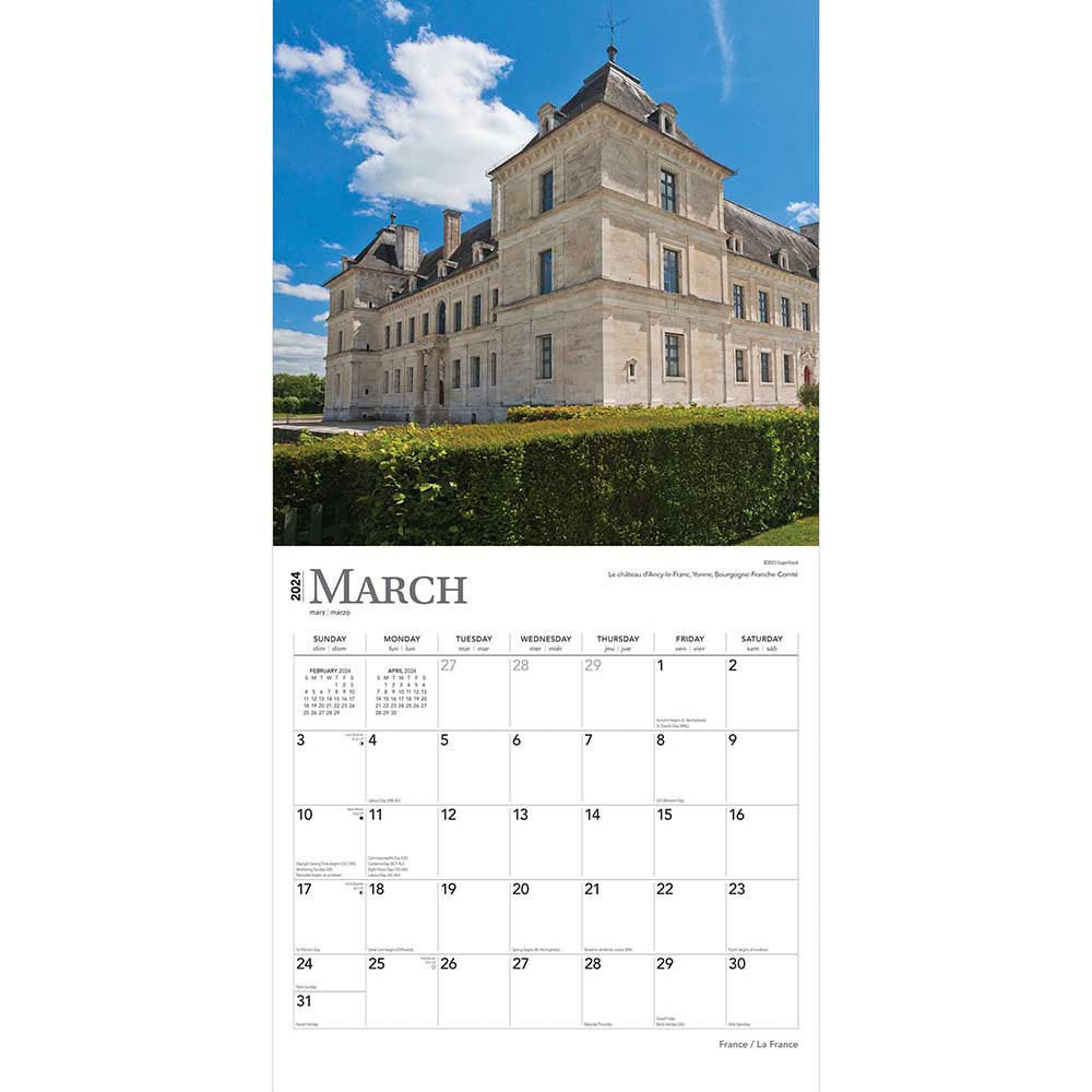 Image of BrownTrout 2024 France Monthly Square Wall Calendar - 12" x 12" - Assorted - Bilingual