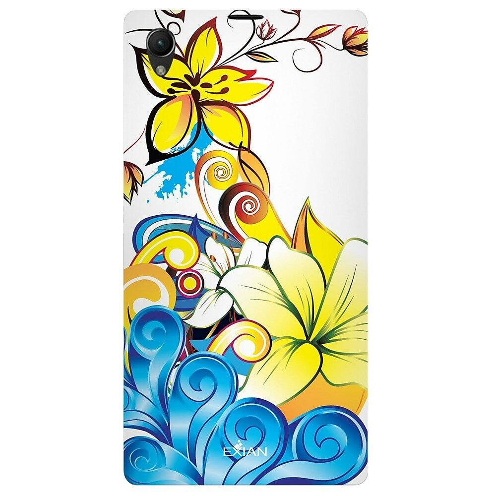 Image of Exian Floral Pattern Case for Sony Xperia Z1 - Yellow/Blue/White