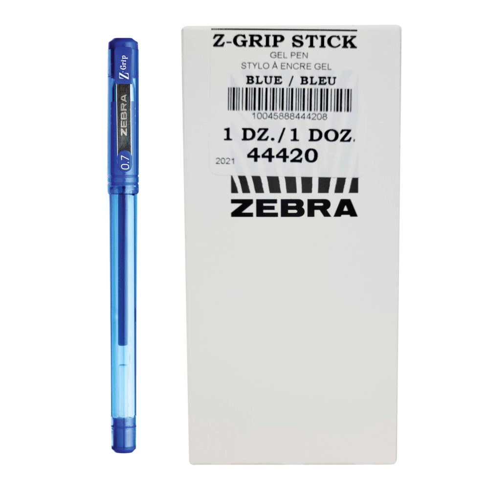 Image of Zebra Z-Grip Gel Stick Pen - 0.7mm - Blue Ink - 12 Pack