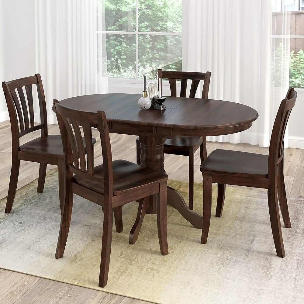 Image of CorLiving Dillon 5 Piece Extendable Stained Solid Wood Dining Set, Cappuccino (DSH-490-Z2)