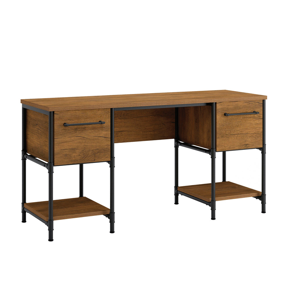 Image of Sauder Iron City Industrial Office Desk - Checked Oak (427134)