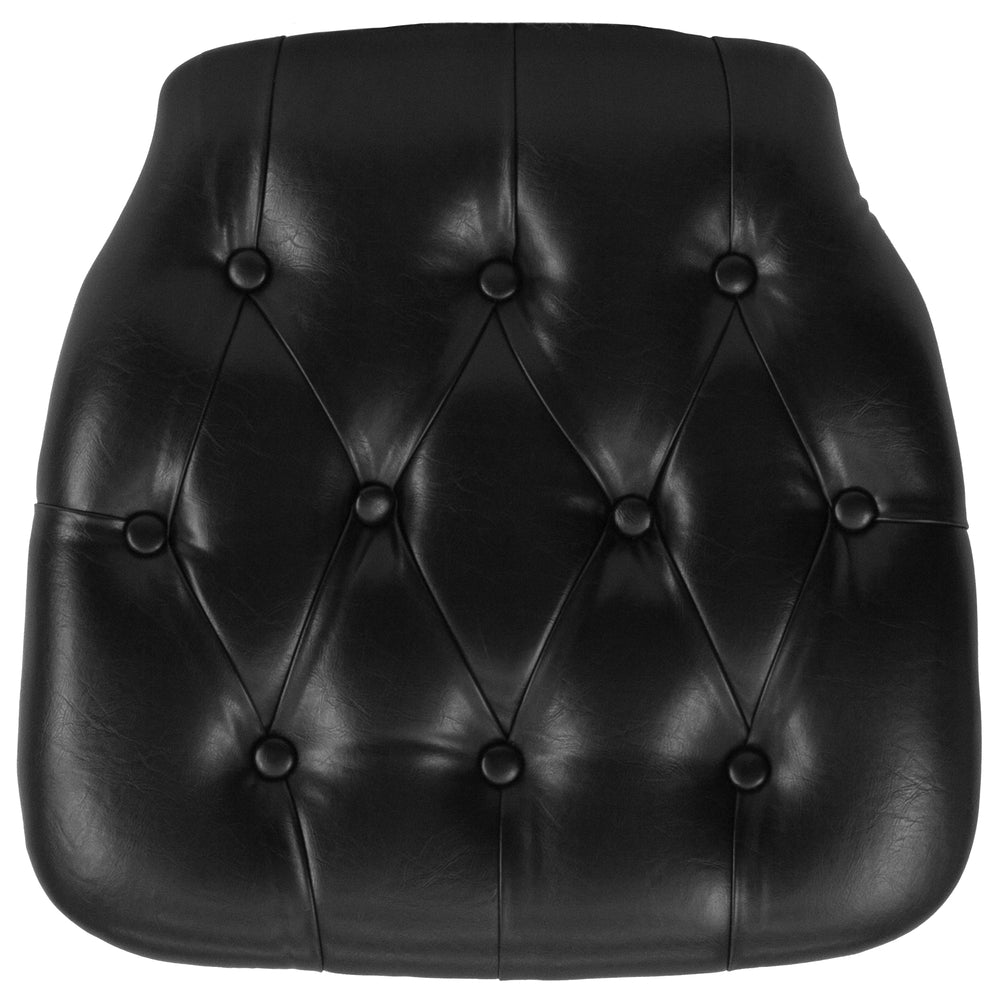 Image of Flash Furniture Hard Black Tufted Vinyl Chiavari Chair Cushion