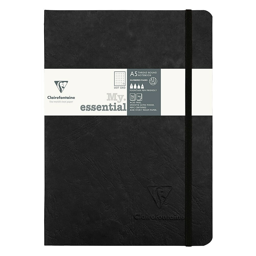 Image of Clairefontaine Age-Bag "My Essential" Notebook, Dotted, 5-3/4" x 8-1/4", 184 Sheets, Black
