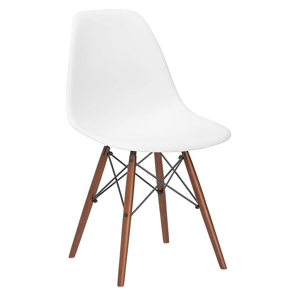 nicer furniture white eames style side chair with walnut wood legs eiffel  dining room chair 4 pack