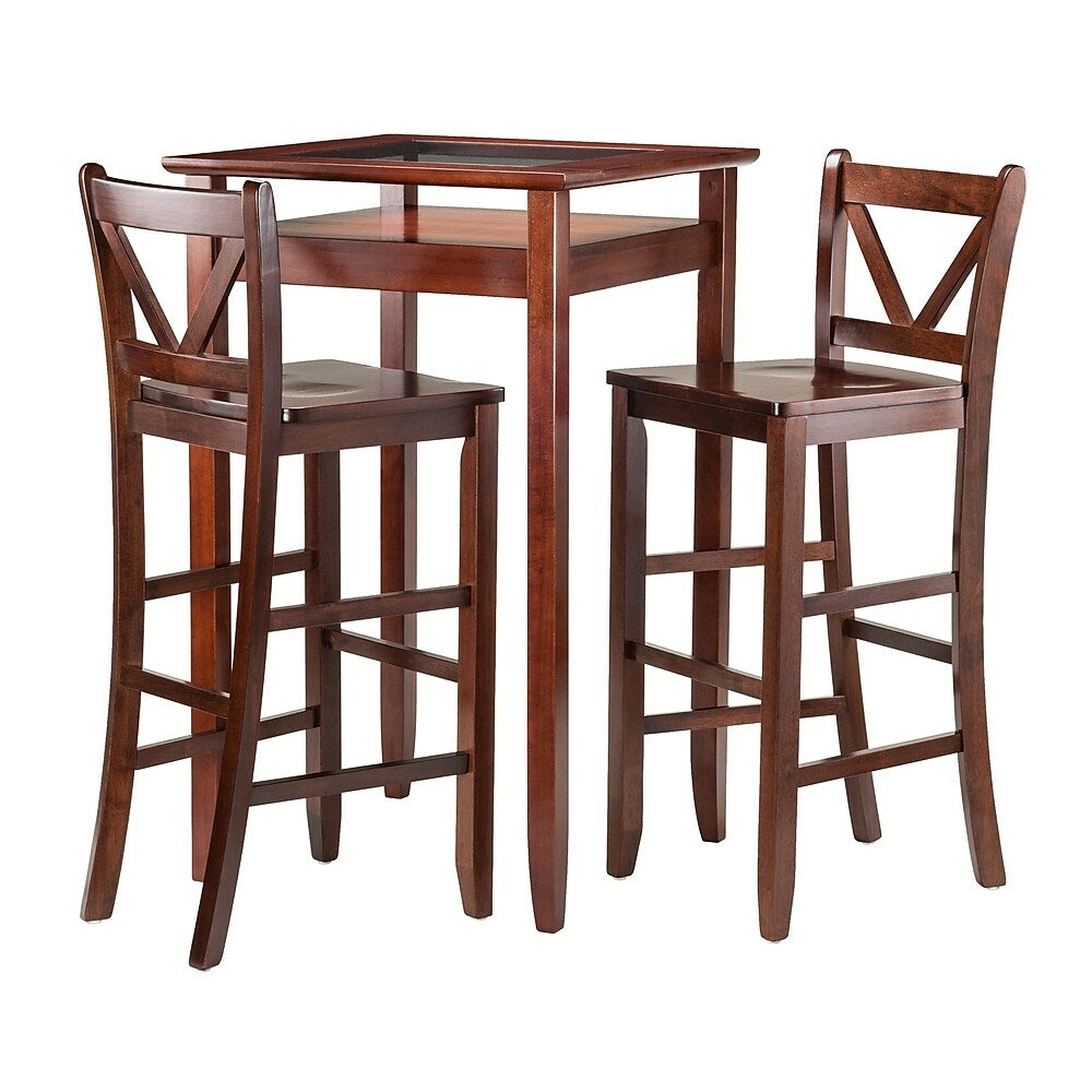 Image of Winsome Halo 3-Piece Set Pub Table with V Back Bar Stools, (94586)