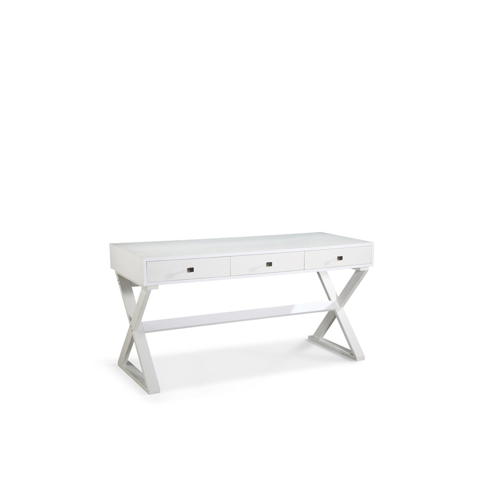 Image of Plata Import Office Desk Writing Desk - Ash Stain Walnut Veneer - White