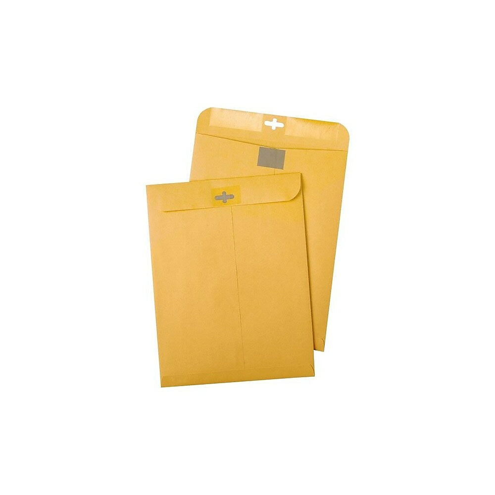 Image of Quality Park 9" x 12" Clear Clasp Envelopes, Brown, 28 lb., 100 Pack