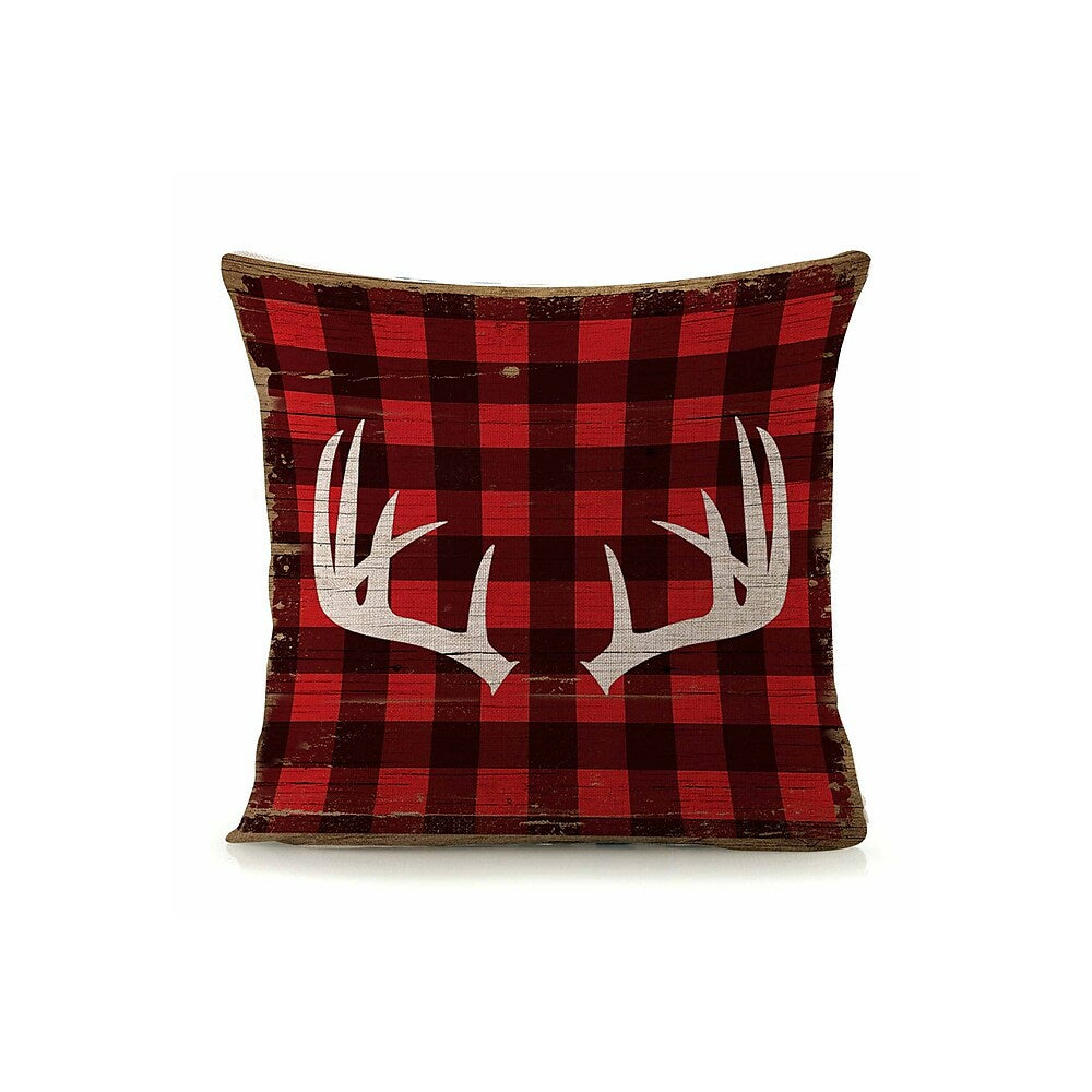 Image of Sign-A-Tology Antler with Red & Black Plaid Pillow - 18" x 18"