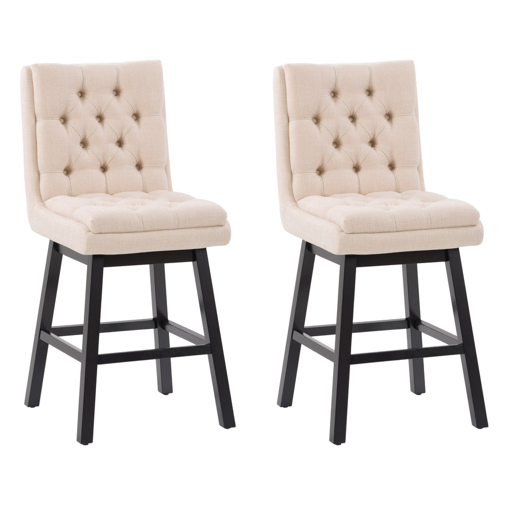 Image of CorLiving Boston Tufted Fabric Barstool - Beige - 2 Pack, Brown