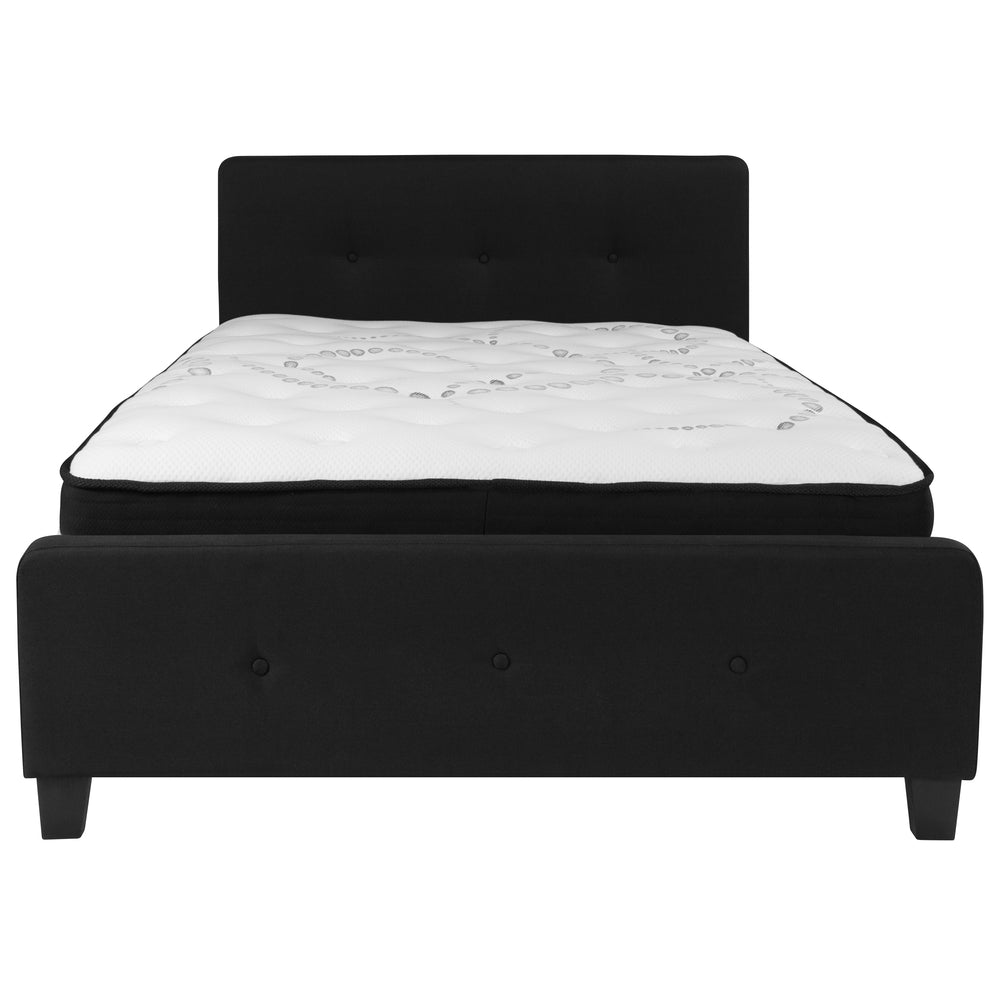 Image of Flash Furniture Tribeca Full Size Tufted Upholstered Platform Bed with Pocket Spring Mattress - Black Fabric