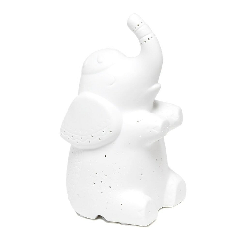 Image of Simple Designs 25 Watt Tybe B Candelabra Base Bulb Porcelain Elephant Shaped Table Lamp - White