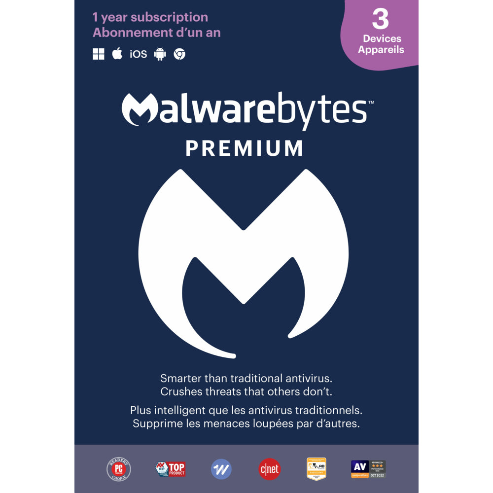 Image of Malwarebytes Premium Anti-Malware for Multiple Devices, 3 Devices
