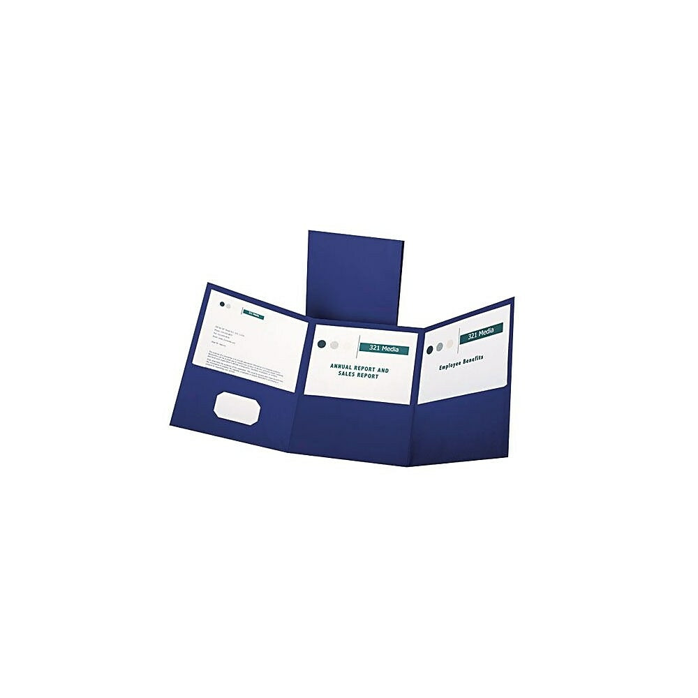 Image of Oxford Letter-Size 3-Pocket Tri-Fold Pocket Folders, 20 Pack, Blue