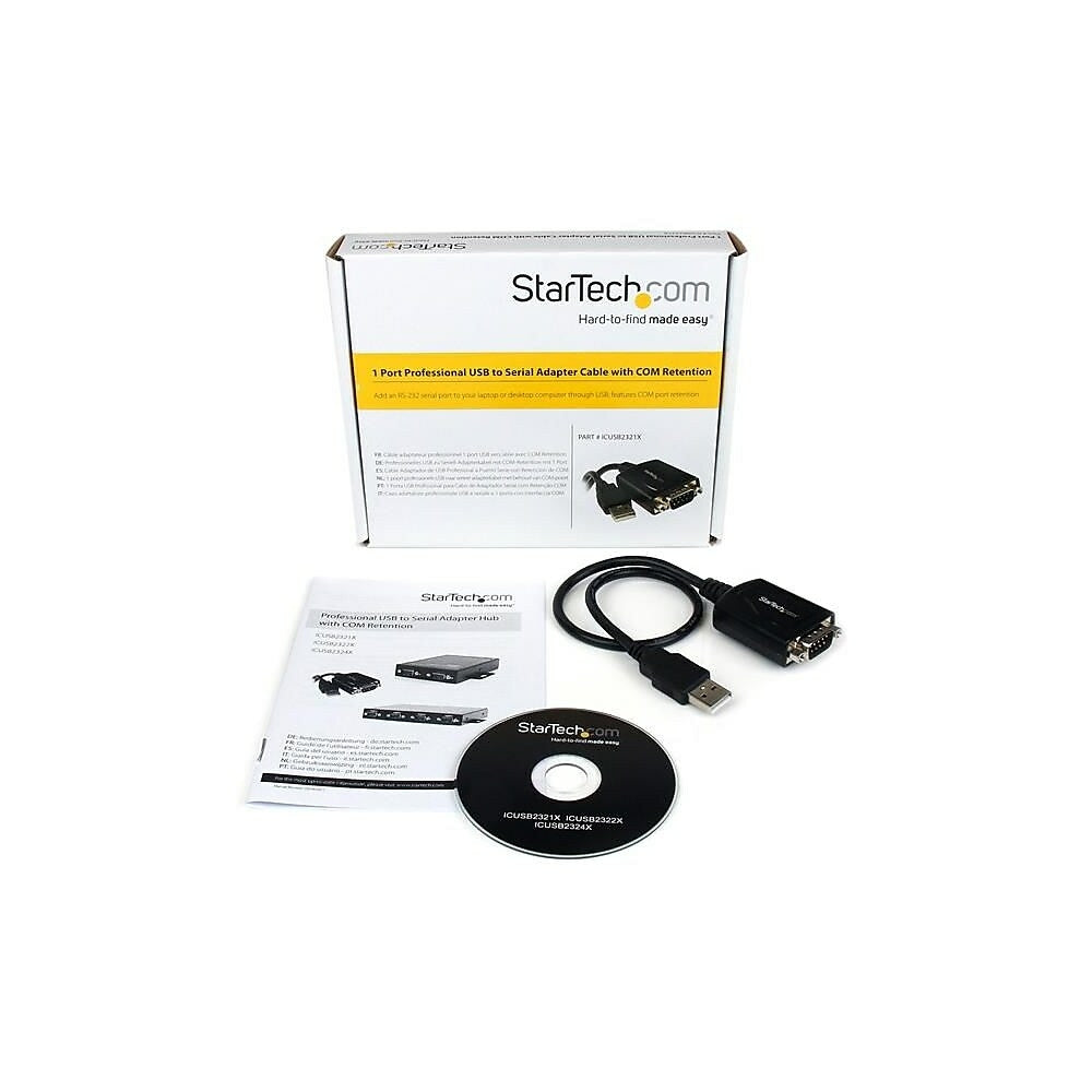 Image of StarTech 1 Port Professional USB to Serial Adapter Cable with COM Retention