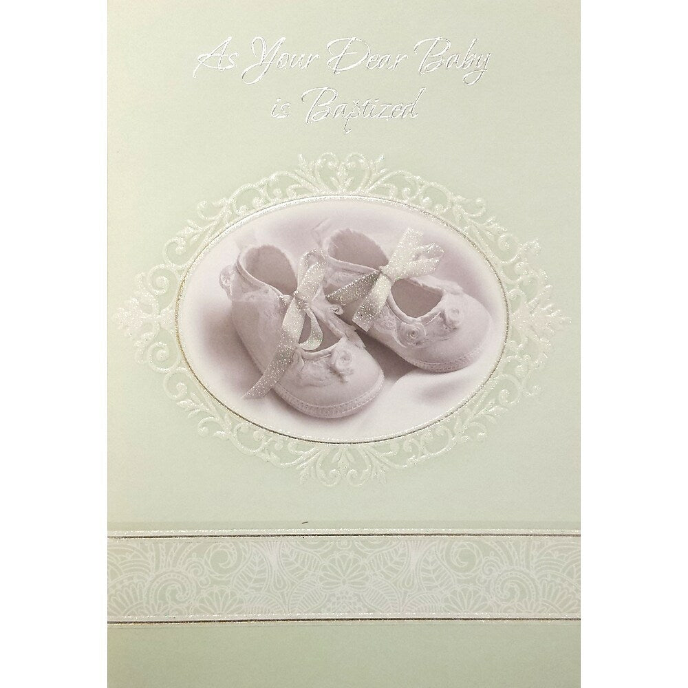 Image of Rosedale 5-1/2" x 8" As Your Dear Baby Is Baptized Greeting Cards And Envelopes, 12 Pack (15305), Grey
