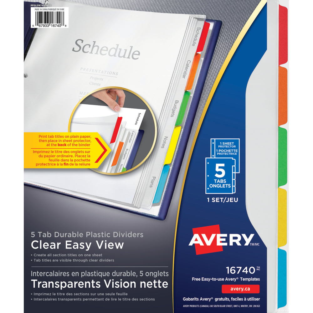 Image of Avery Durable Dividers - 5 Tabs - Multi-Color