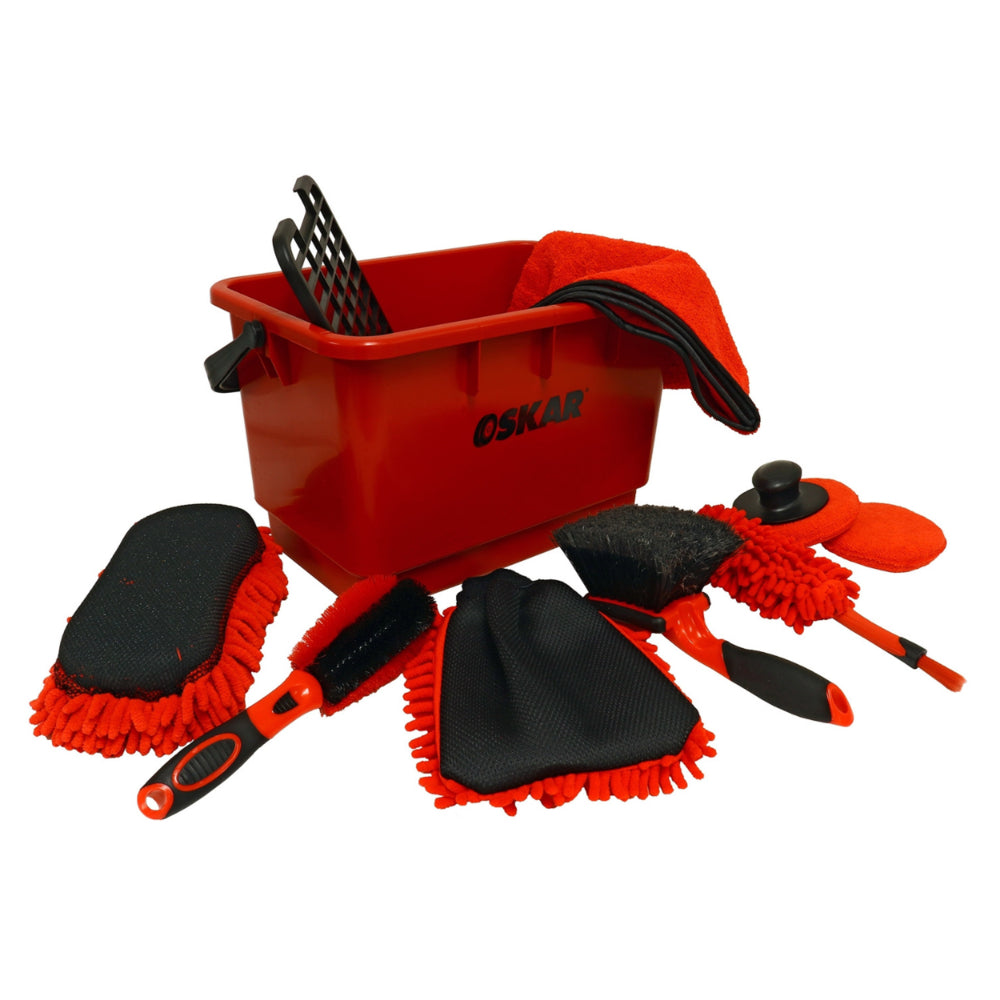 Image of Oskar 11-Piece Car Wash Kit - Red